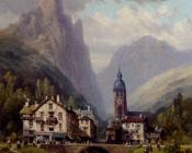 小查尔斯 厄弗拉西 库瓦塞格 : An Agler Before An Alpine Riverside Town